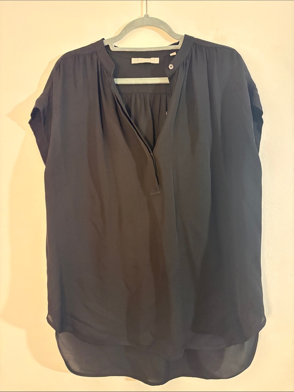 Vince - Black Silk Popover Blouse - Size Small